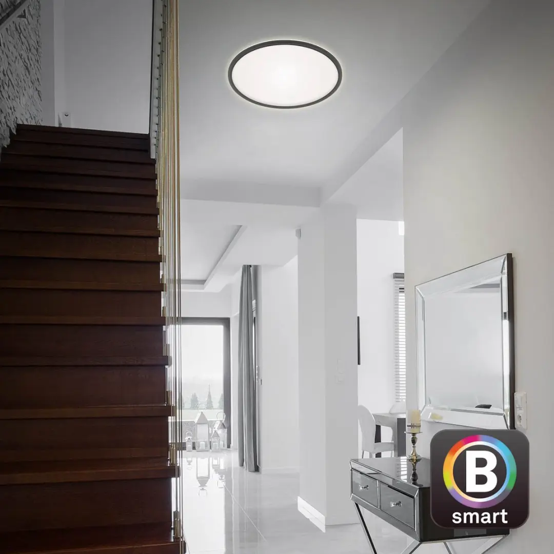 Briloner Slim LED Plafonnière 22W - Ø42cm - Zwart