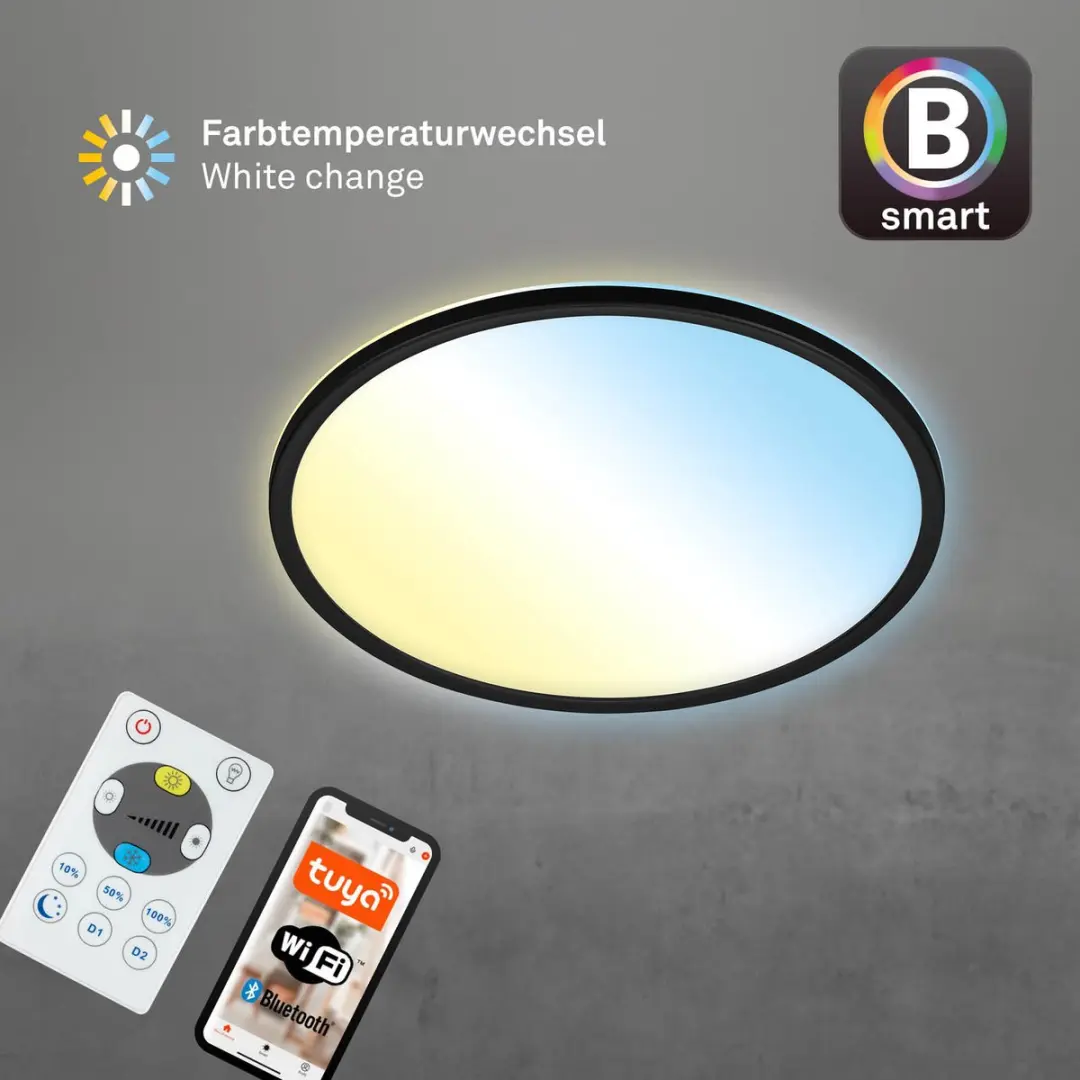 Briloner Slim LED Plafonnière 22W - Ø42cm - Zwart