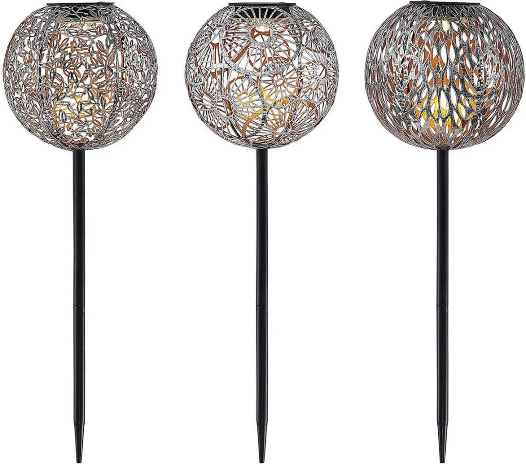 Lindby Solar Tuinverlichting 3-lichts - 54cm - Zilver