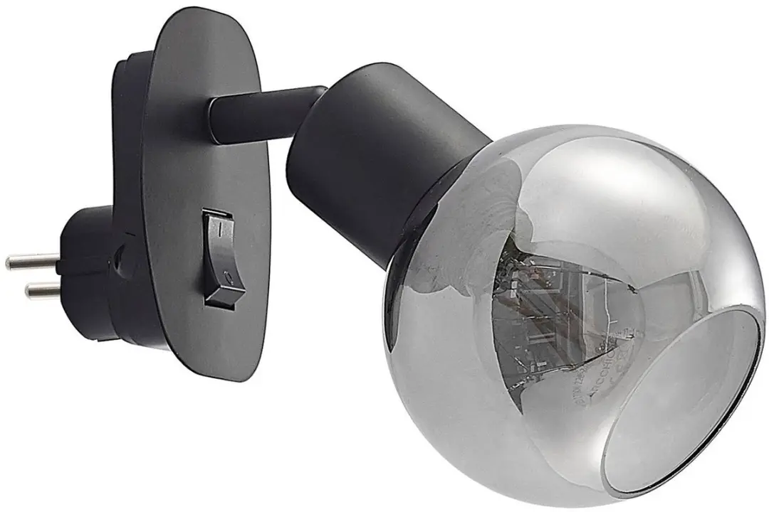 Lindby Wandlamp 1 Licht E14 - Zwart/Smoke Glas