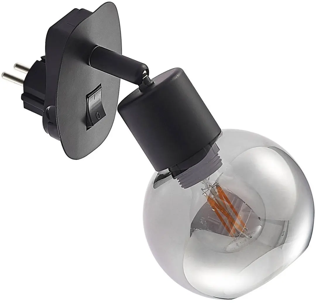 Lindby Wandlamp 1 Licht E14 - Zwart/Smoke Glas