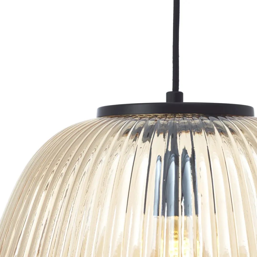 Brilliant Kaizen Hanglamp Glas - 1xE27 40W - Amber/Zwart