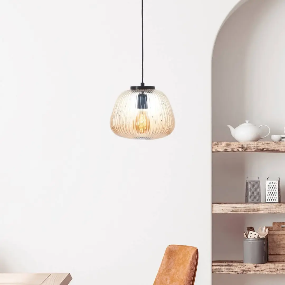 Brilliant Kaizen Hanglamp Glas - 1xE27 40W - Amber/Zwart - afbeelding 6 van 6