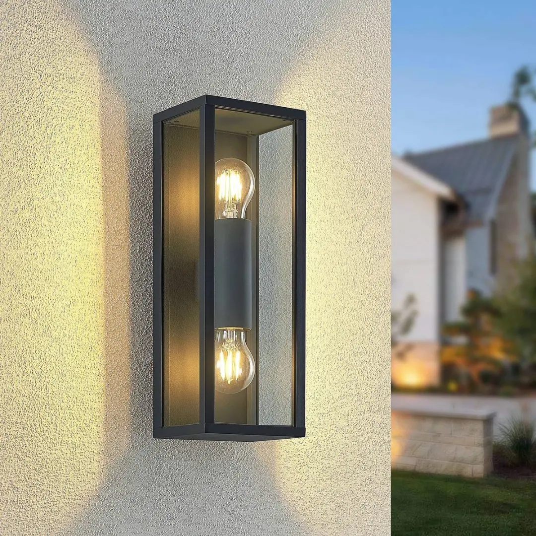 Lindby Wandlamp Buiten 2-Lichts Aluminium Glas