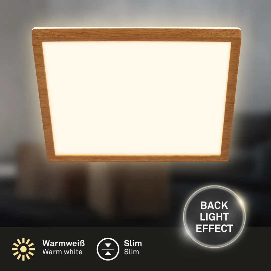 Briloner Tava Wood LED Plafondlamp 18W - 29x29cm