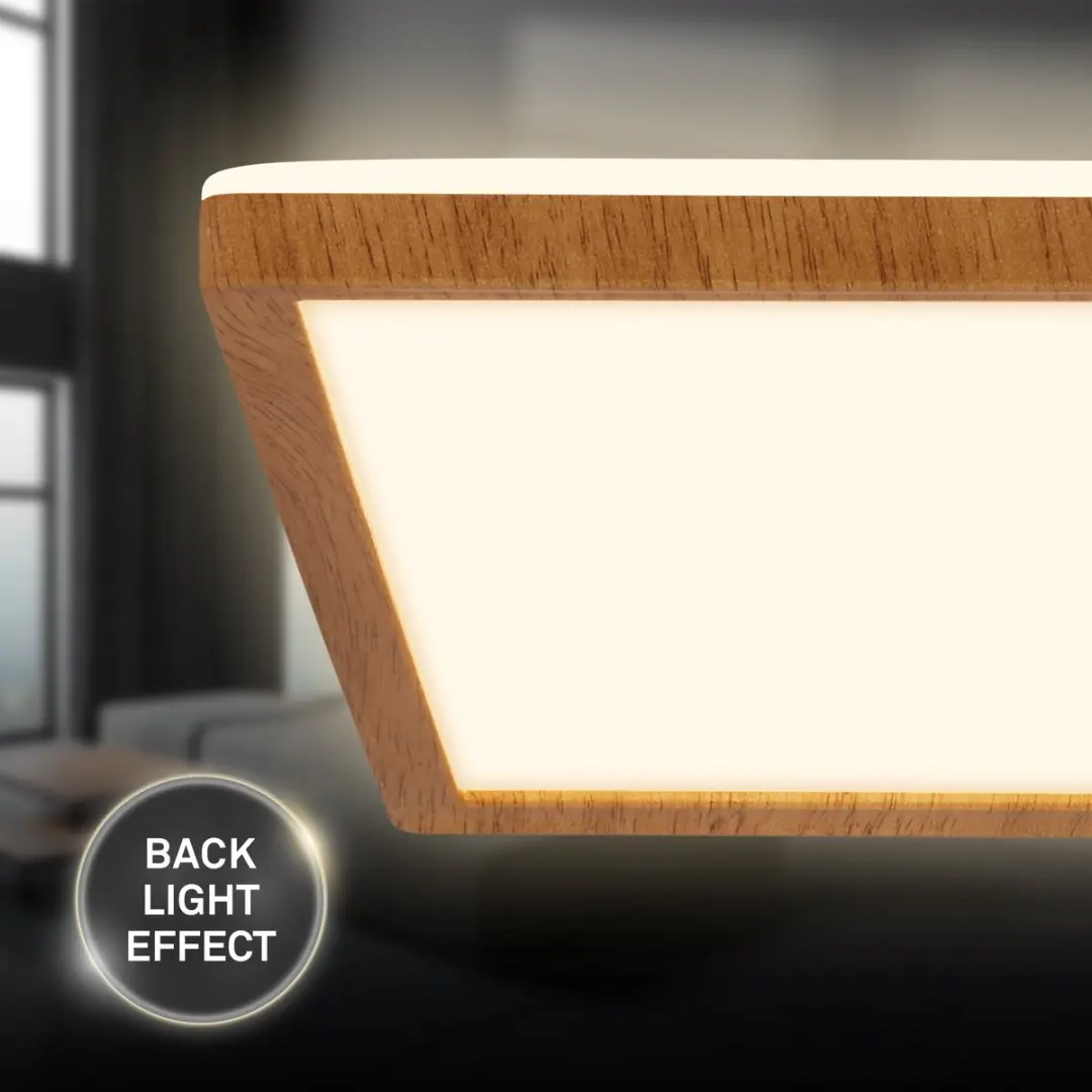 Briloner Tava Wood LED Plafondlamp 18W - 29x29cm
