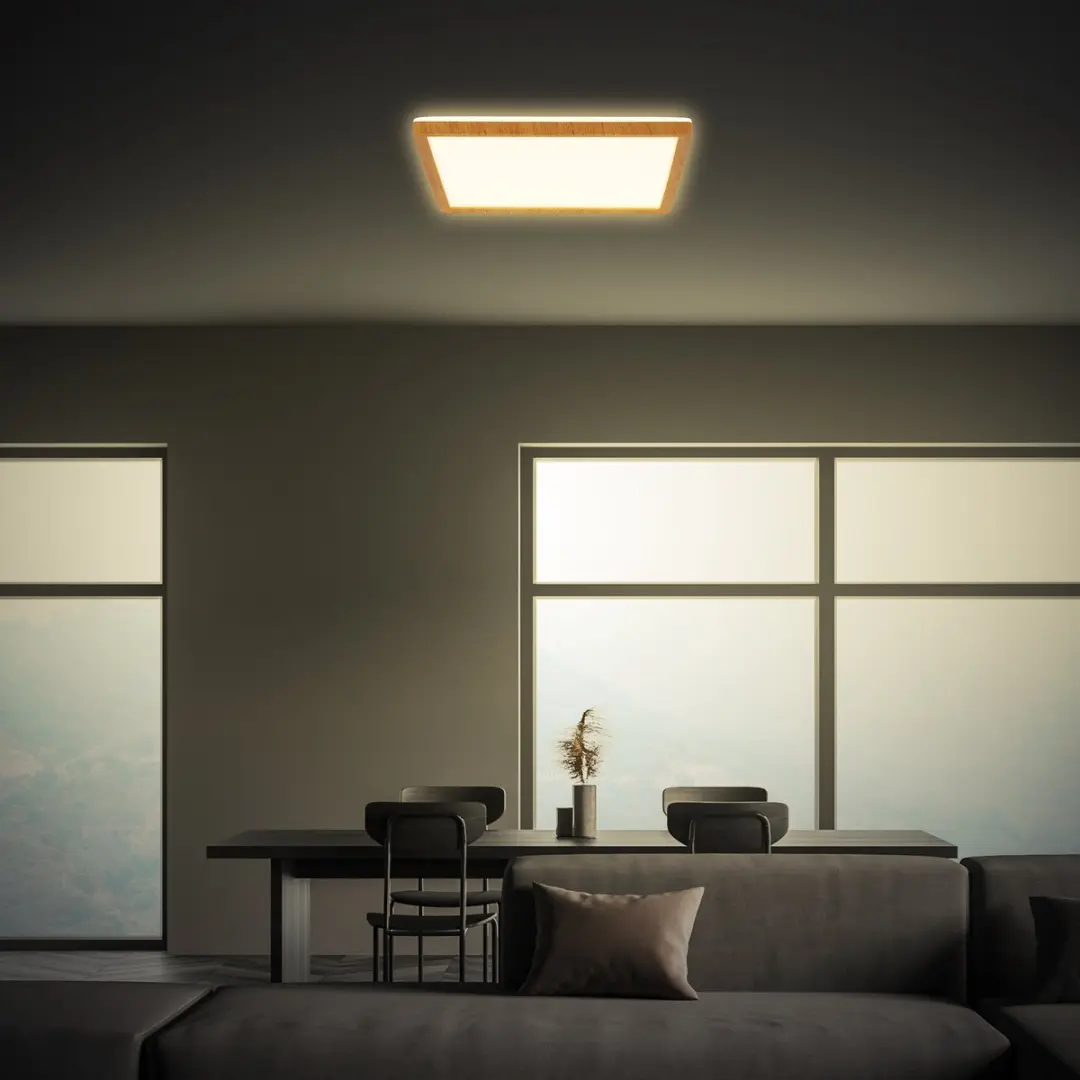 Briloner Tava Wood LED Plafondlamp 18W - 29x29cm