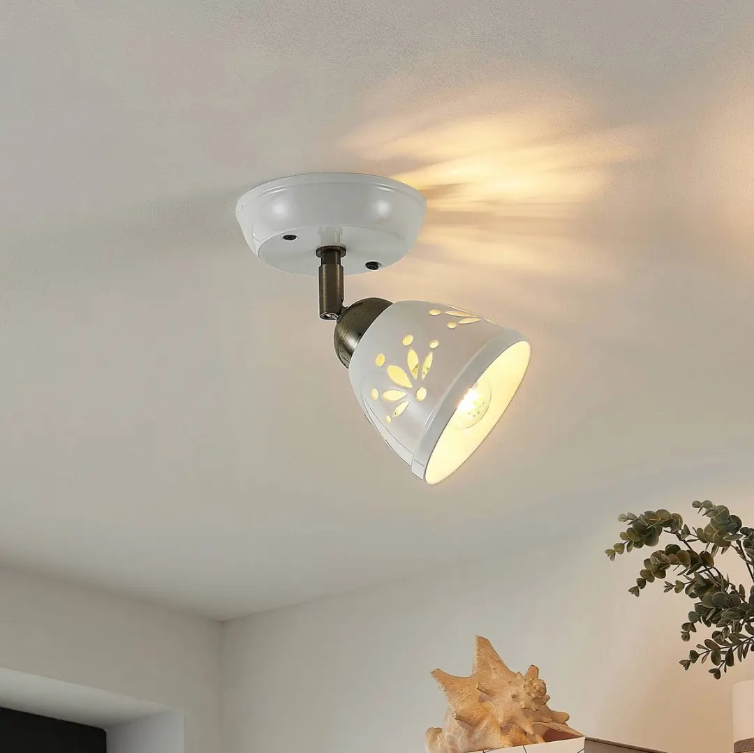 Lindby Buitenspot Keramiek E14 1 Licht - Wit/Brons