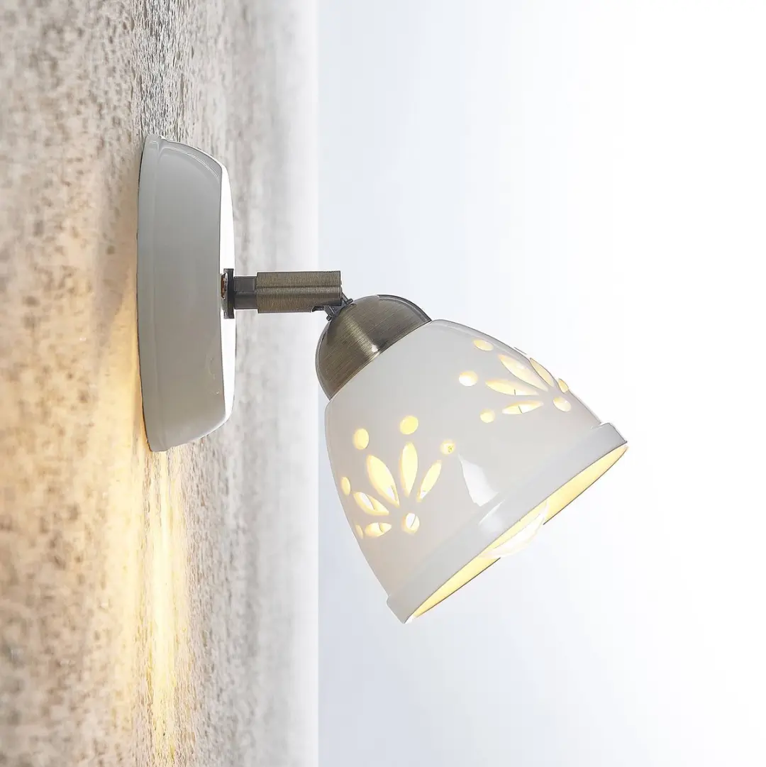 Lindby Buitenspot Keramiek E14 1 Licht - Wit/Brons