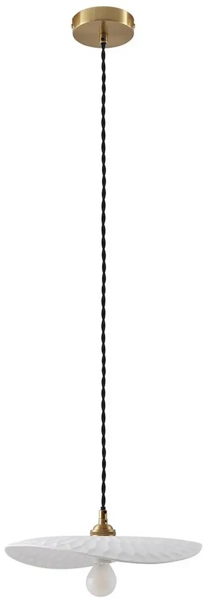 Lindby Hanglamp Keramiek 1 Licht E14 - 29cm - Wit/Messing