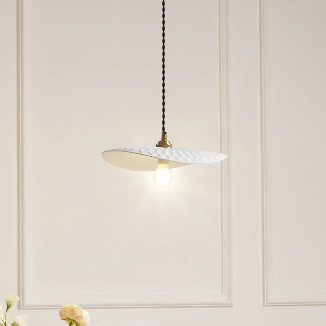 Lindby Hanglamp Keramiek 1 Licht E14 - 29cm - Wit/Messing