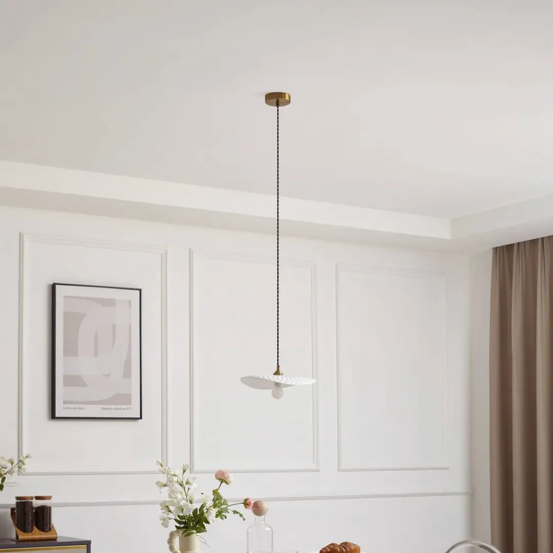 Lindby Hanglamp Keramiek 1 Licht E14 - 29cm - Wit/Messing