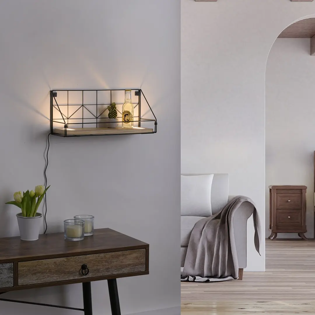 Paul Neuhaus Wandlamp LED Plank 45cm - 2 Lichtpunten - Bruin/Zwart
