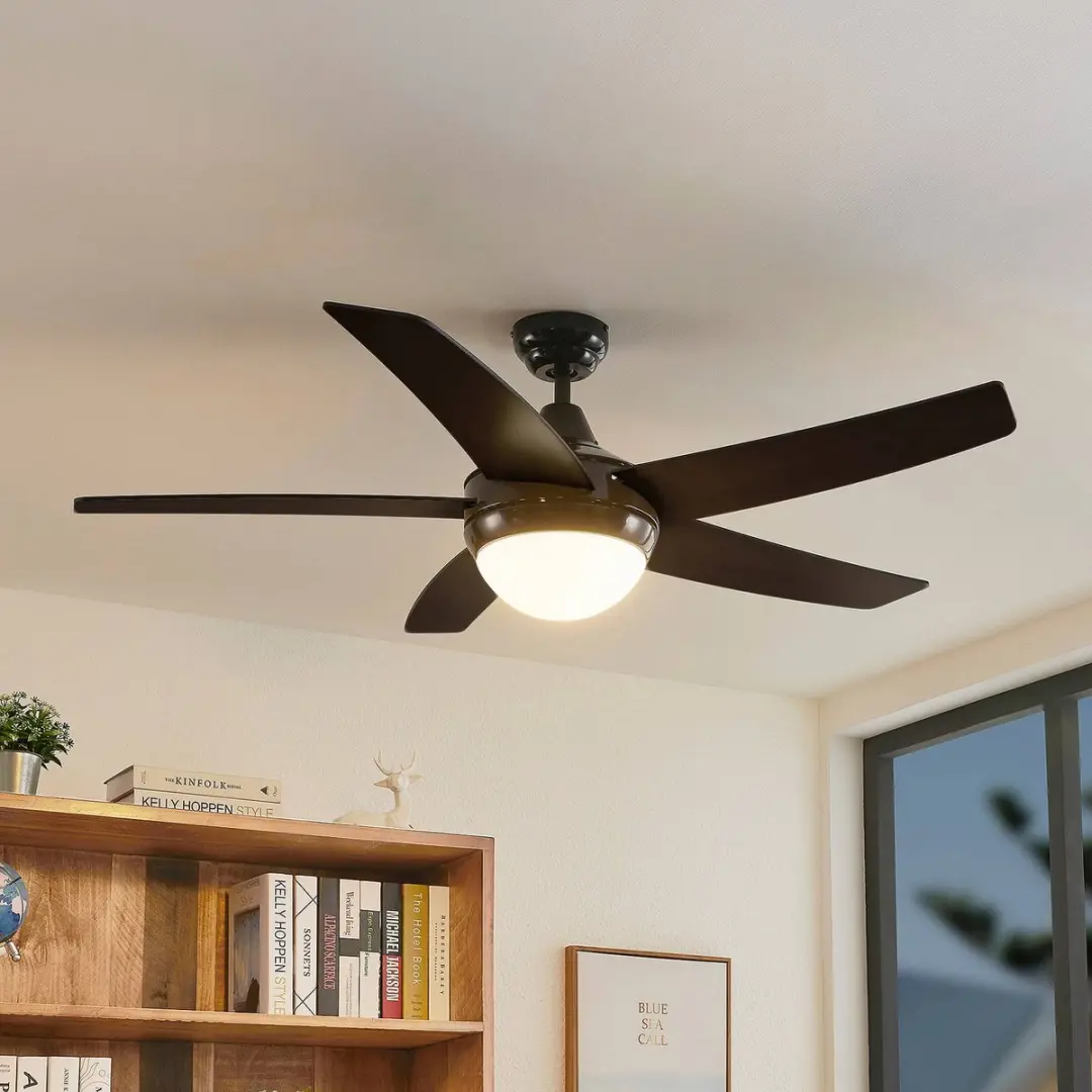 Lindby Plafondventilator 130cm - 5 Bladen - Zwart/Eik - afbeelding 6 van 6