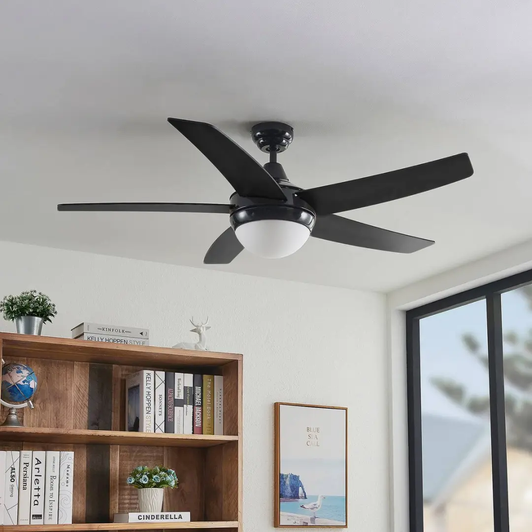 Lindby Plafondventilator 130cm - 5 Bladen - Zwart/Eik