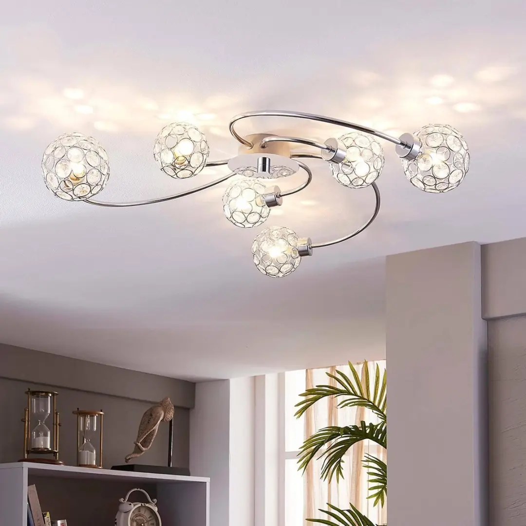 Lindby Plafondlamp 65cm - 6x G9 - Chroom