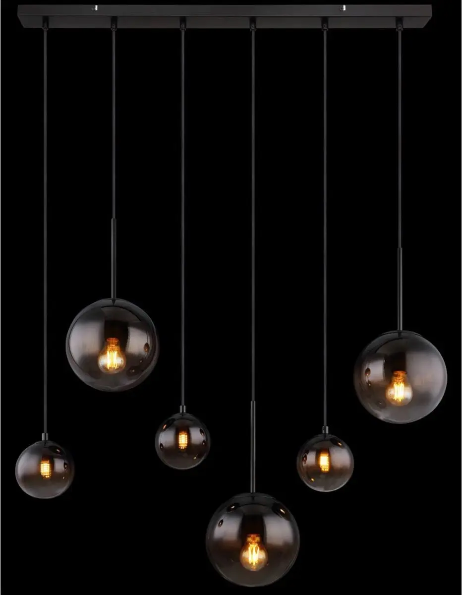 Globo Hallie Hanglamp 6xE27 - Zwart