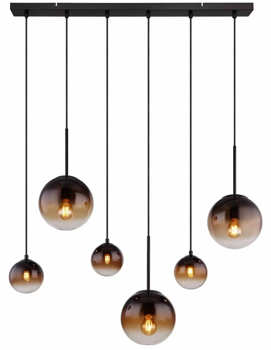 Globo Hallie Hanglamp 6xE27 - Zwart - afbeelding 6 van 6