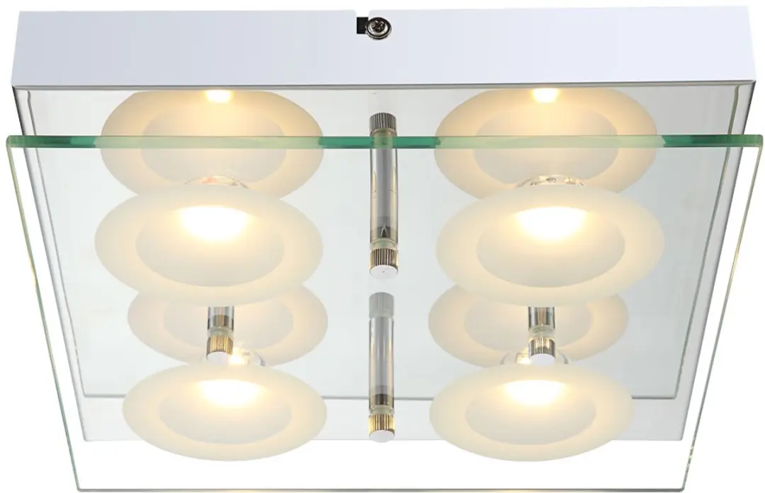 Globo Plafondlamp 4-vlammen Glas - 20W Warm Wit - 25x25cm Zilver