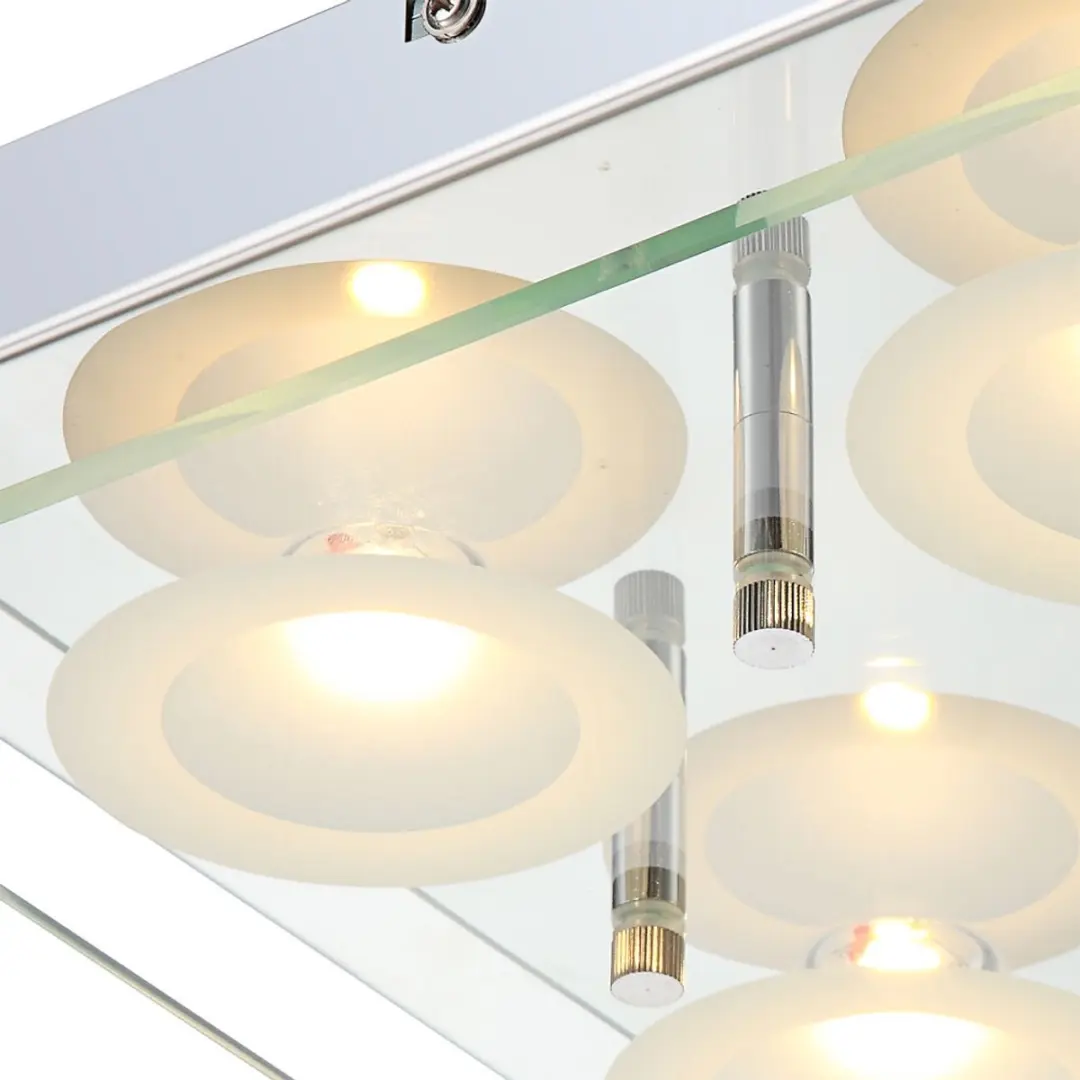 Globo Plafondlamp 4-vlammen Glas - 20W Warm Wit - 25x25cm Zilver - afbeelding 6 van 6