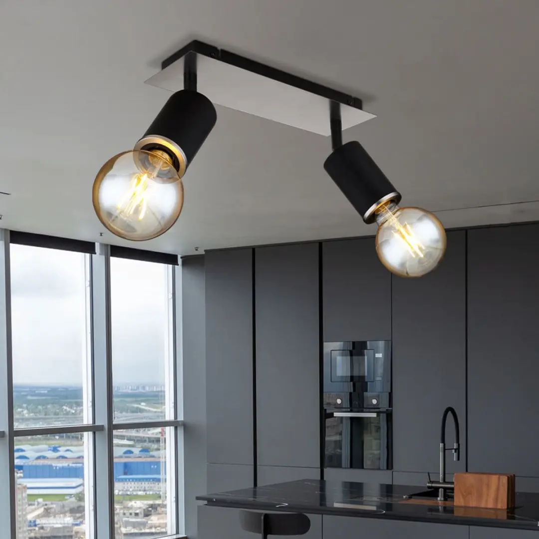 Globo Plafondlamp 2-lichts Zwart - 2x E27 - 31x10x18cm
