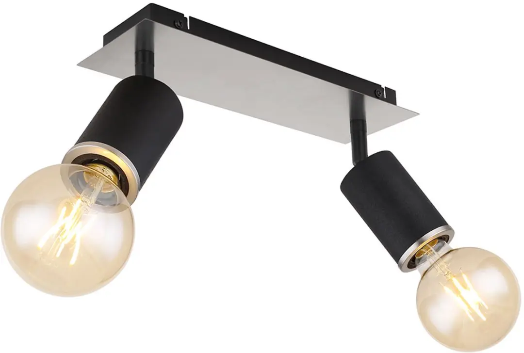 Globo Plafondlamp 2-lichts Zwart - 2x E27 - 31x10x18cm
