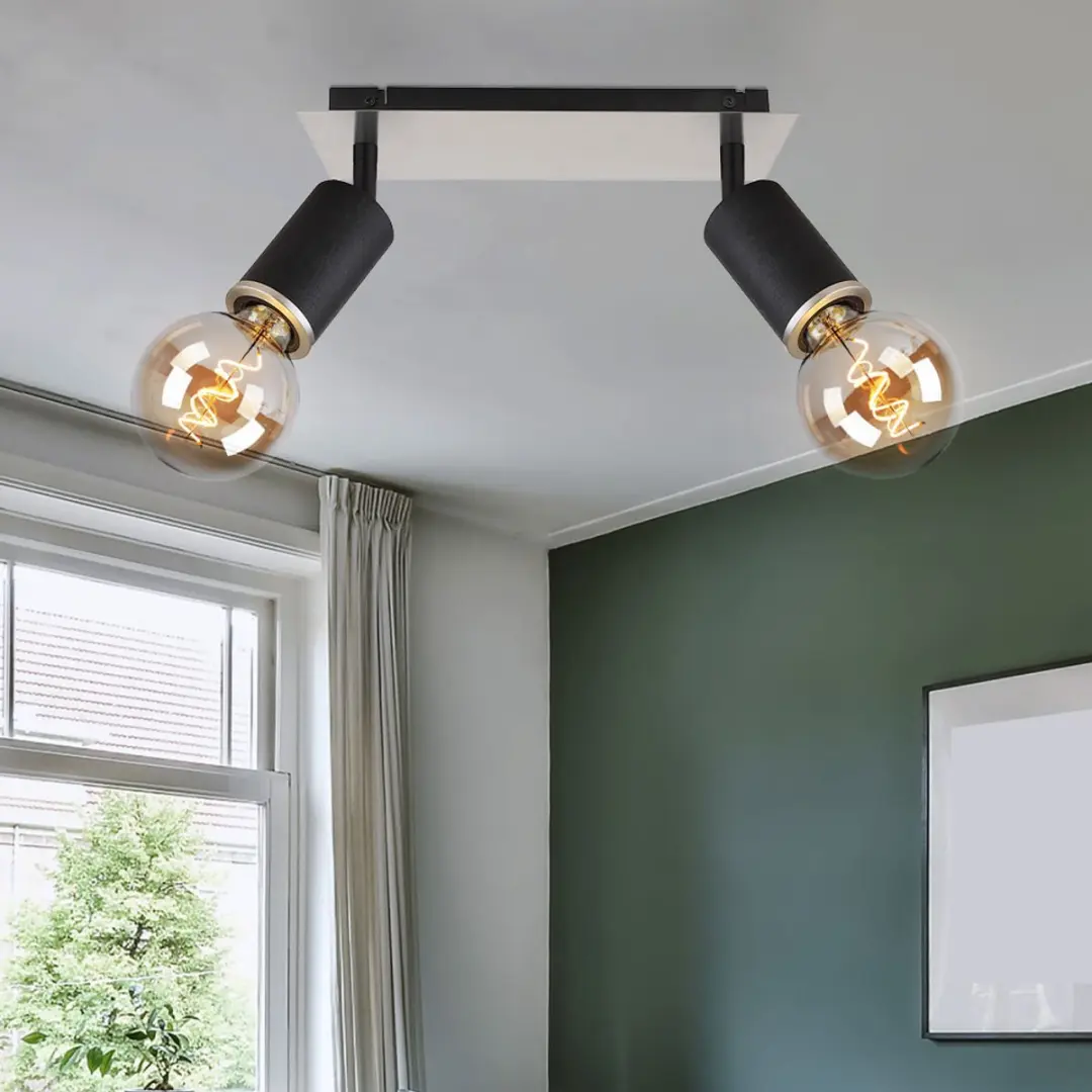 Globo Plafondlamp 2-lichts Zwart - 2x E27 - 31x10x18cm - afbeelding 6 van 6