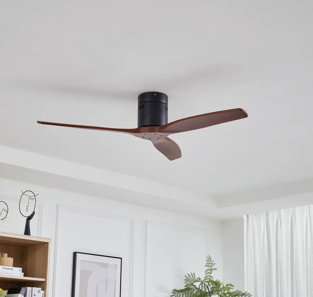 Lucande Plafondventilator 132cm - 3 standen - Zwart/Walnoot