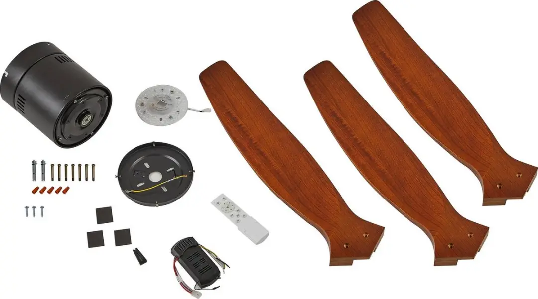 Lucande Plafondventilator 132cm - 3 standen - Zwart/Walnoot