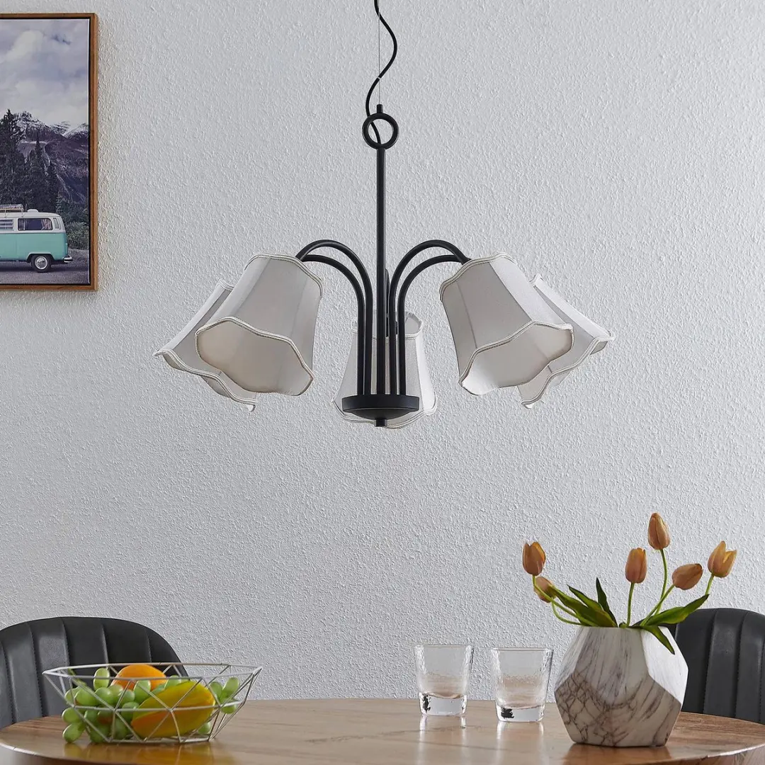 Lucande Hanglamp 5-Lichts - 40W - Zilvergrijs/Zwart