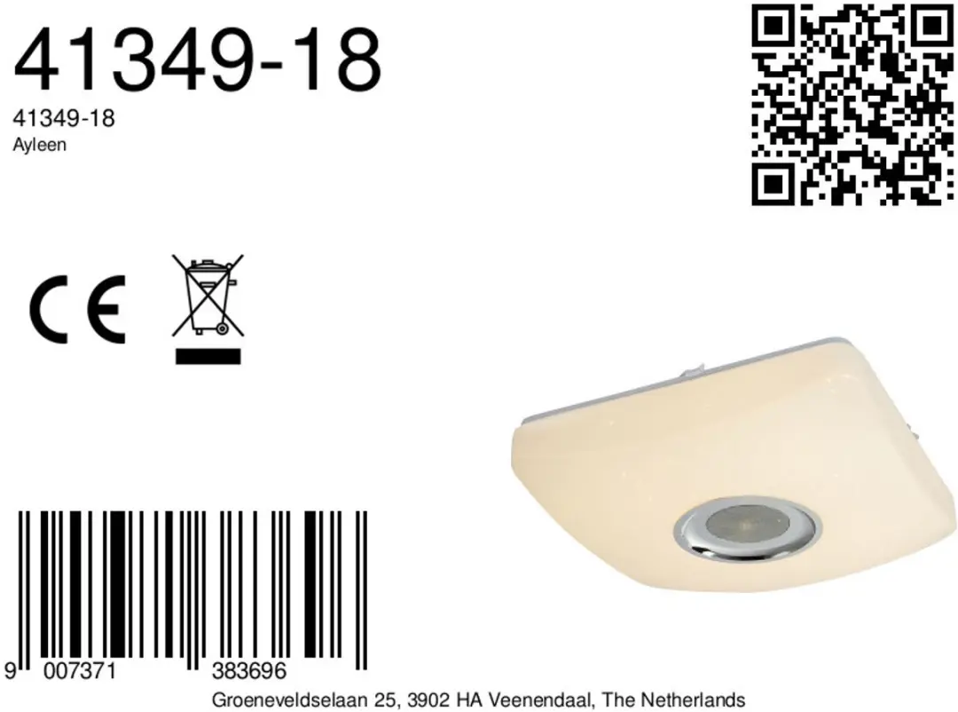 Globo Ayleen Plafondlamp 37cm - Wit - afbeelding 6 van 6