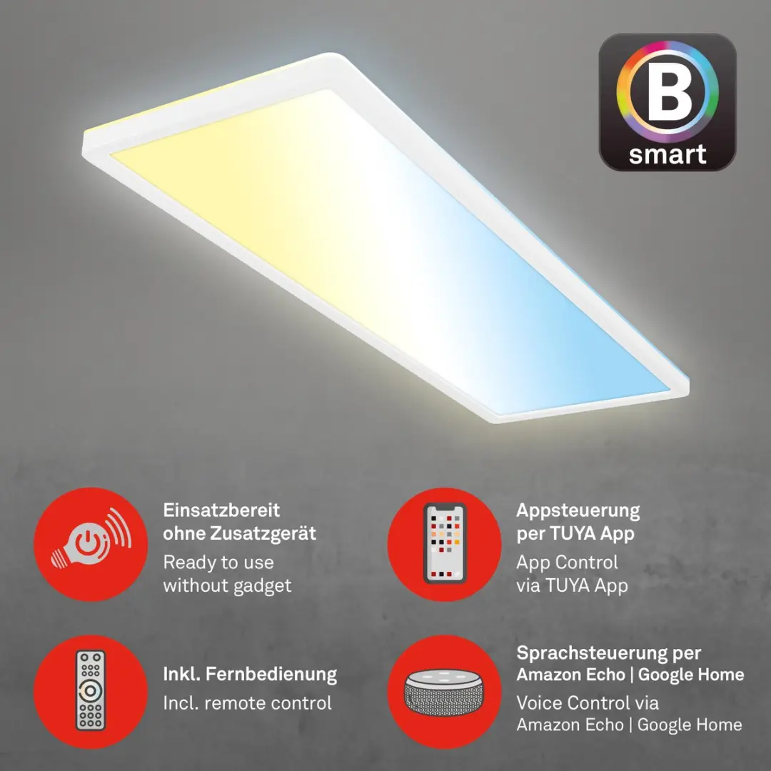 Briloner Slimme LED Plafondlamp 22W - 58cm - RGB - Wit
