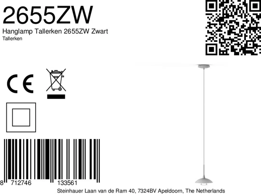 Steinhauer Tallerken Hanglamp - 3 Lichtpunten Zwart