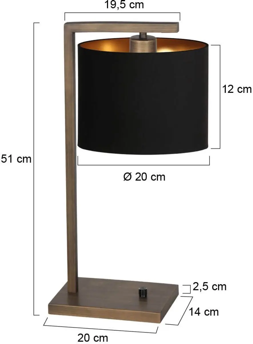 Steinhauer Bronzen Tafellamp 4901BR - 51cm Kantelbaar - afbeelding 6 van 6