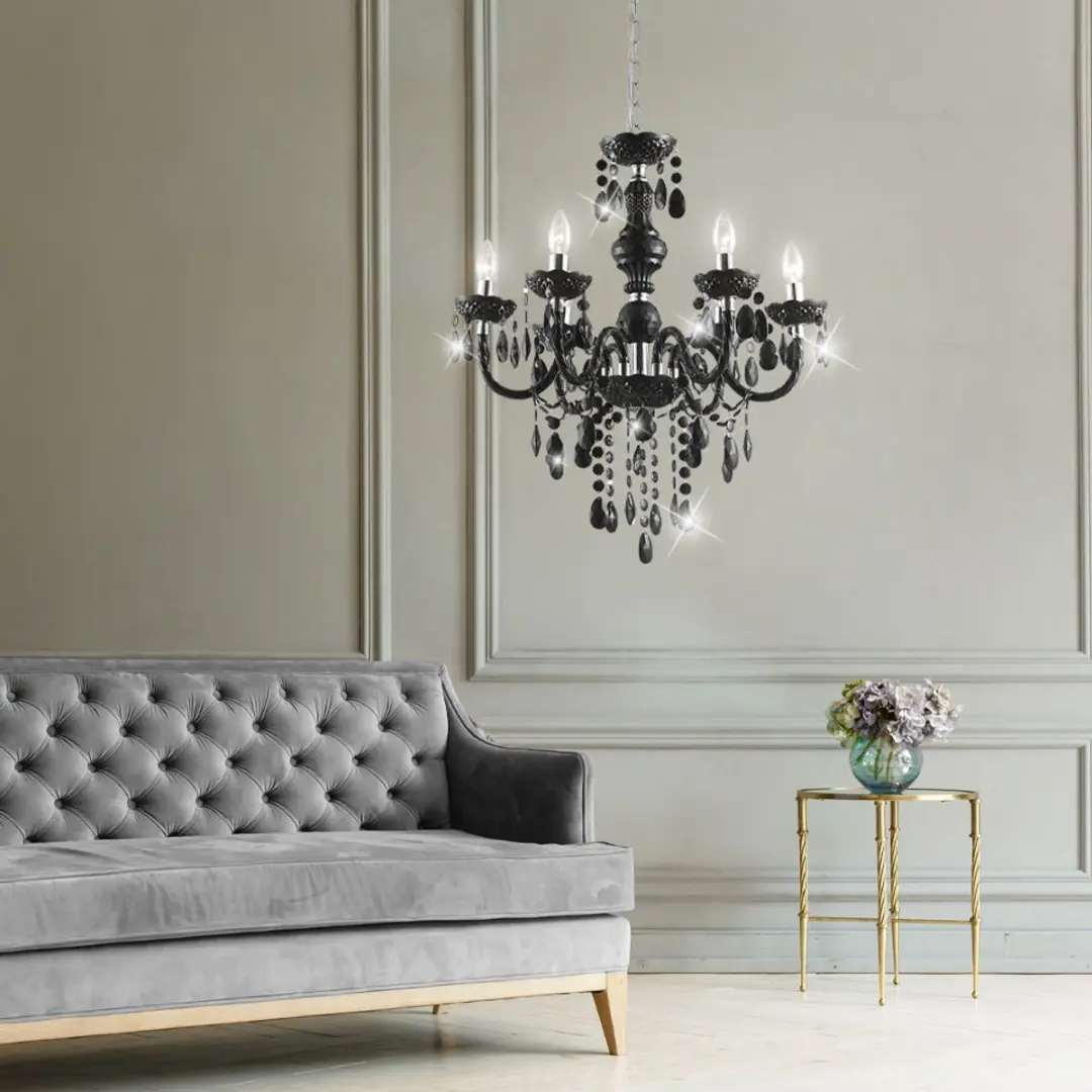 Globo Kroonluchter 6x E14 67x166cm - Zwart