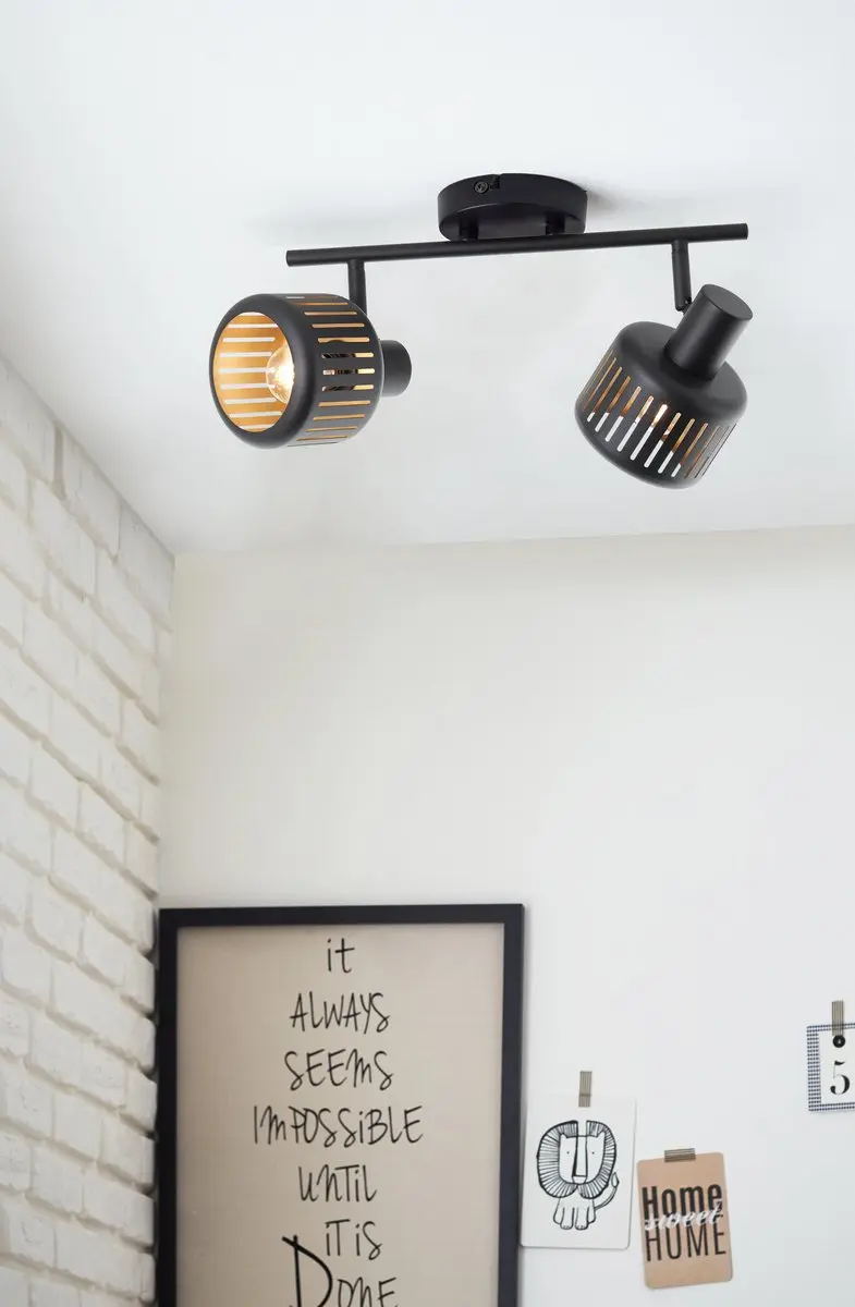 Brilliant Tyas Plafondspot E14 - 2x28W - Zwart/Goud