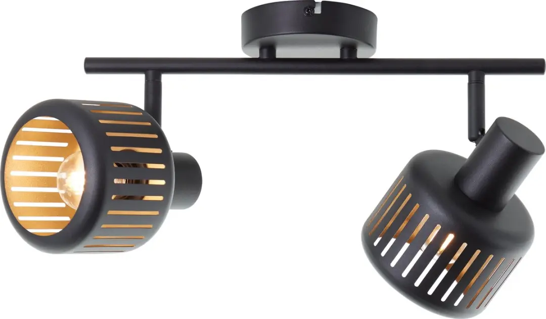 Brilliant Tyas Plafondspot E14 - 2x28W - Zwart/Goud - afbeelding 6 van 6