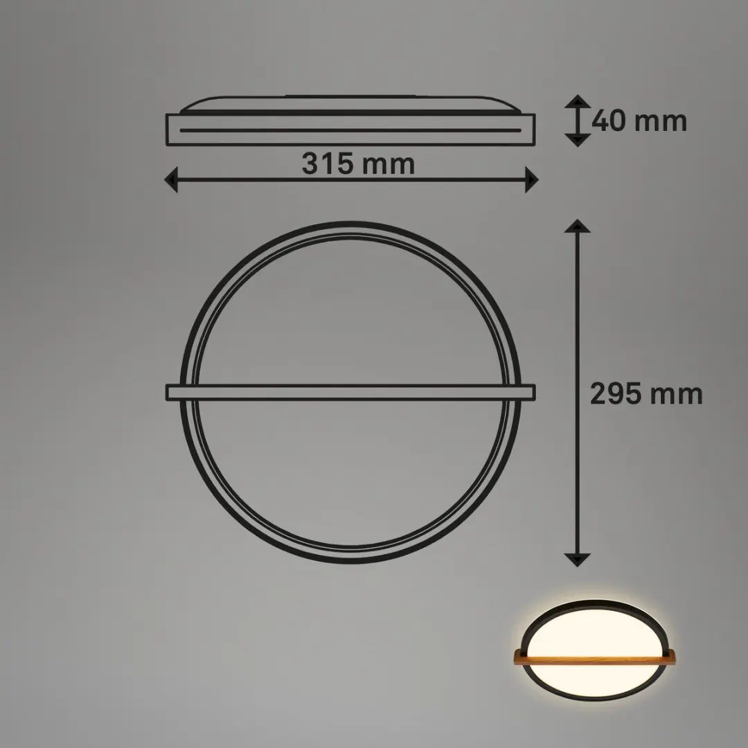 Briloner Remsa LED Plafondlamp 18W - 29x31,5cm Zwart