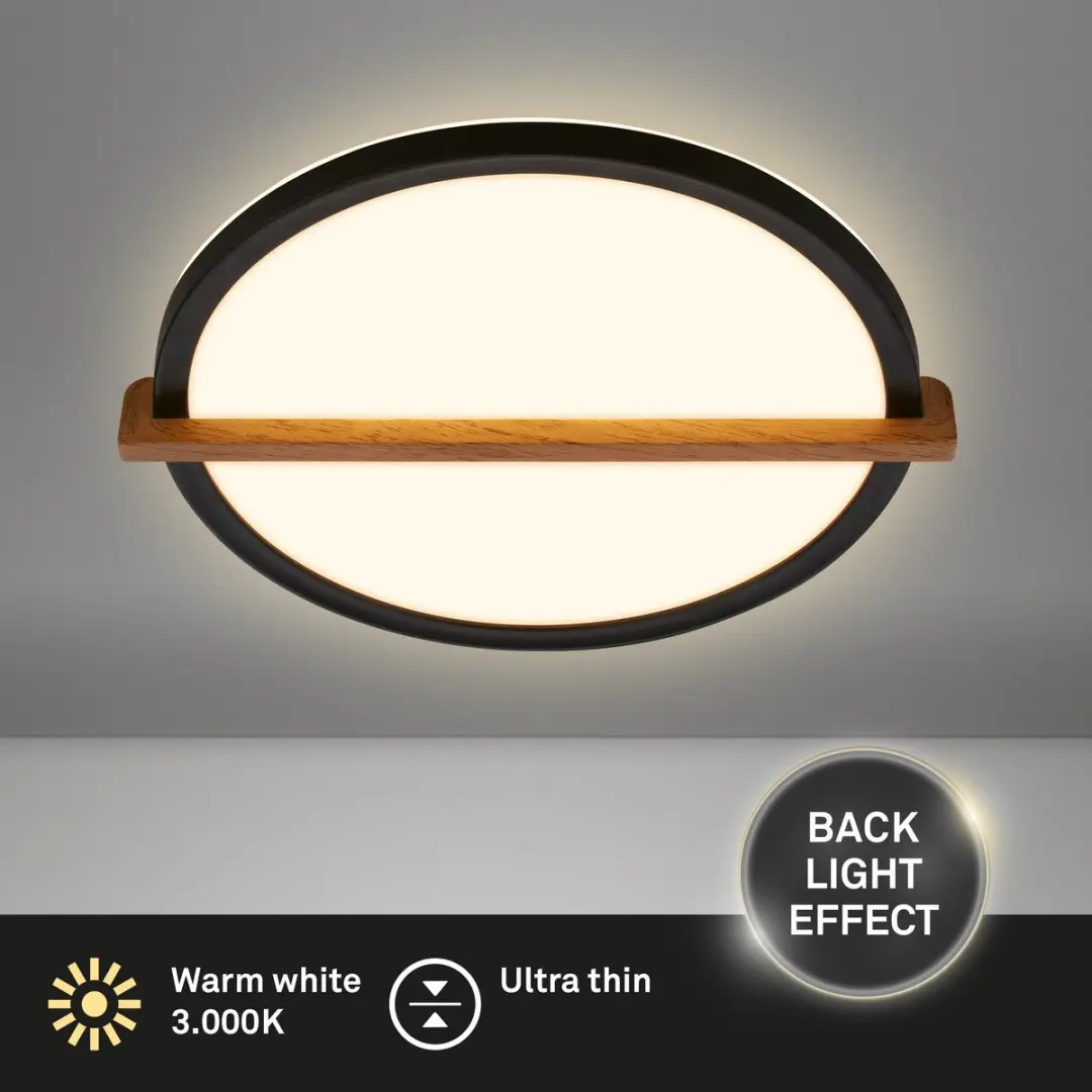 Briloner Remsa LED Plafondlamp 18W - 29x31,5cm Zwart