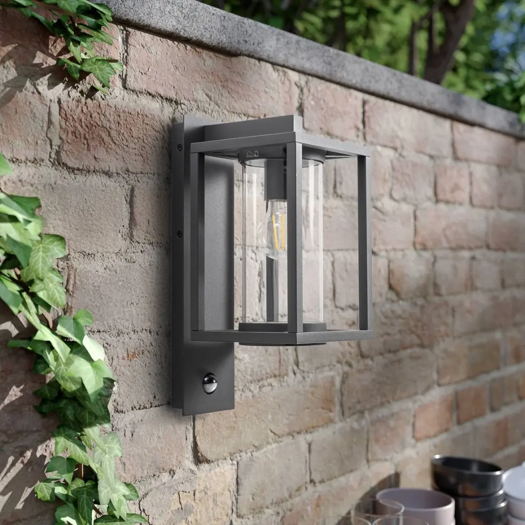 Lucande Wandlamp Buiten Aluminium Glas 1 Licht E27 - Antraciet