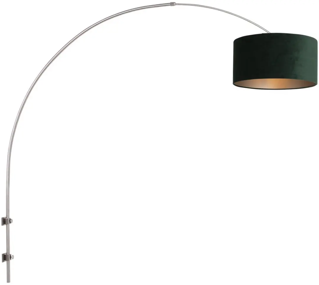 Steinhauer Sparkled Light 8145ST Wandlamp - 145cm Zilver/Velours Groen
