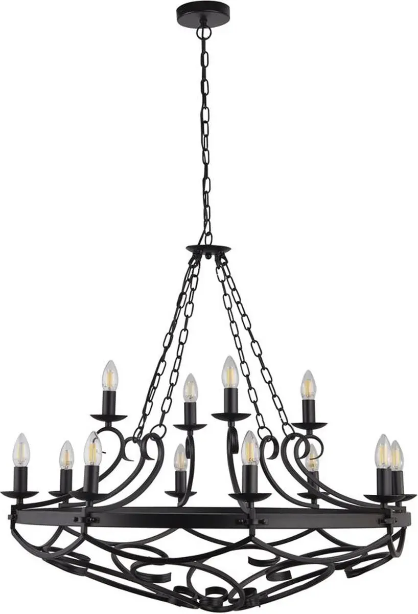 Searchlight Cartwheel III Kroonluchter 12 Lichts - Zwart