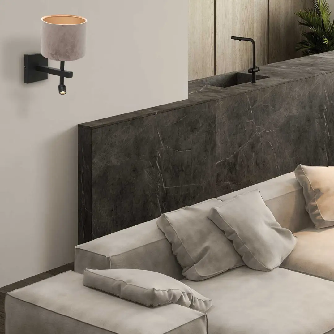Steinhauer Wandlamp Stang 8206ZW - 2 Lichtpunten - Ø10cm - Zwart/Grijs