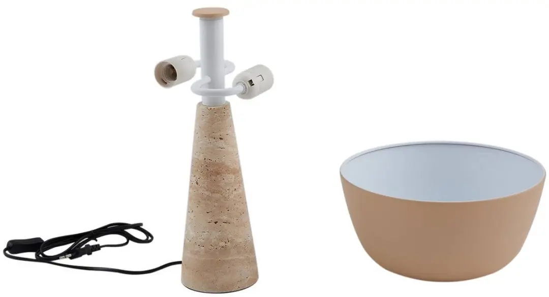 Lindby Tafellamp IJzer Grotsteen 1 Licht - 41cm - E27 - Beige