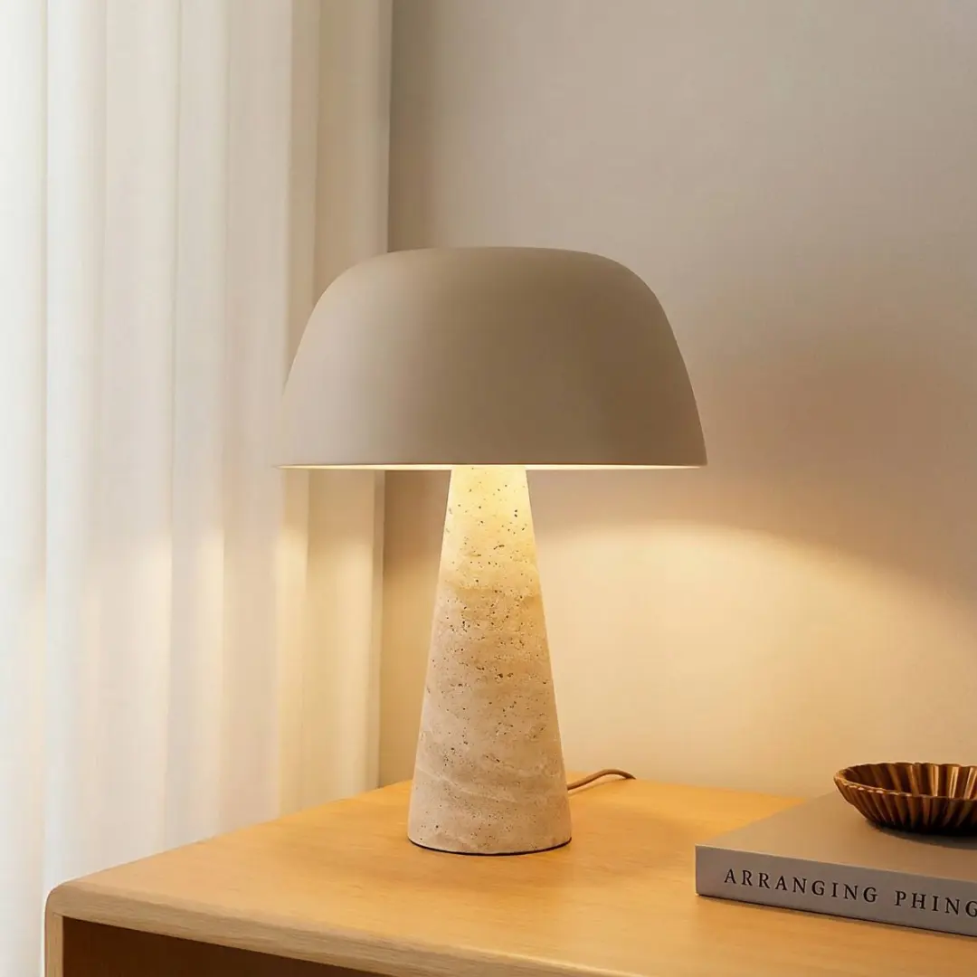 Lindby Tafellamp IJzer Grotsteen 1 Licht - 41cm - E27 - Beige