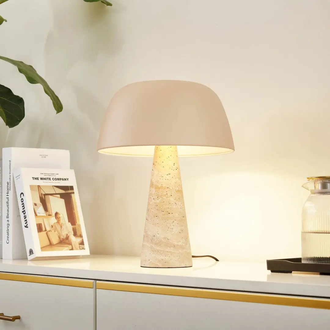 Lindby Tafellamp IJzer Grotsteen 1 Licht - 41cm - E27 - Beige