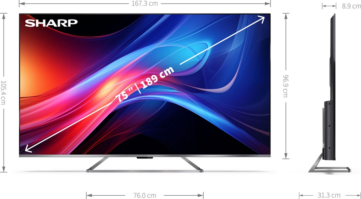 Sharp Aquos 75GP7265 - 75inch - 4K UHD - QLED - Google TV - 2024