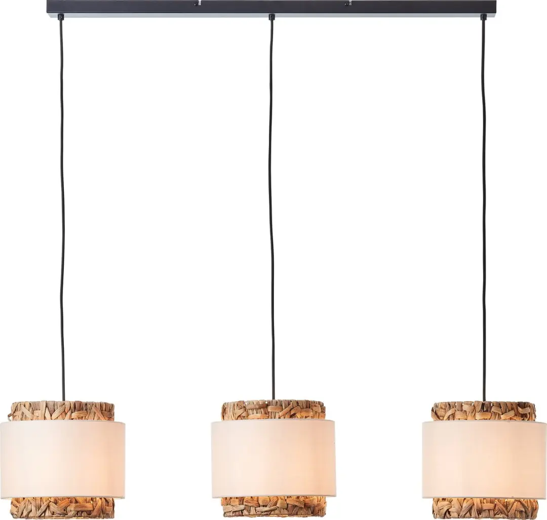 Brilliant Waterlilly 3-vlams Hanglamp - 3x60W E27 - Zwart/Naturel/Wit