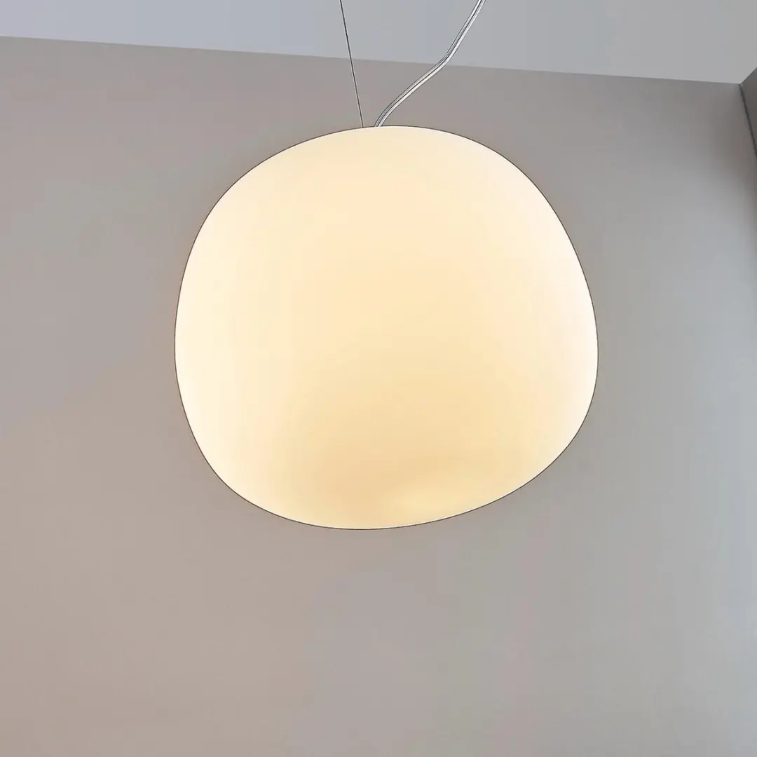 Lindby Hanglamp Glas Metaal 36cm - E27 - Wit/Chroom