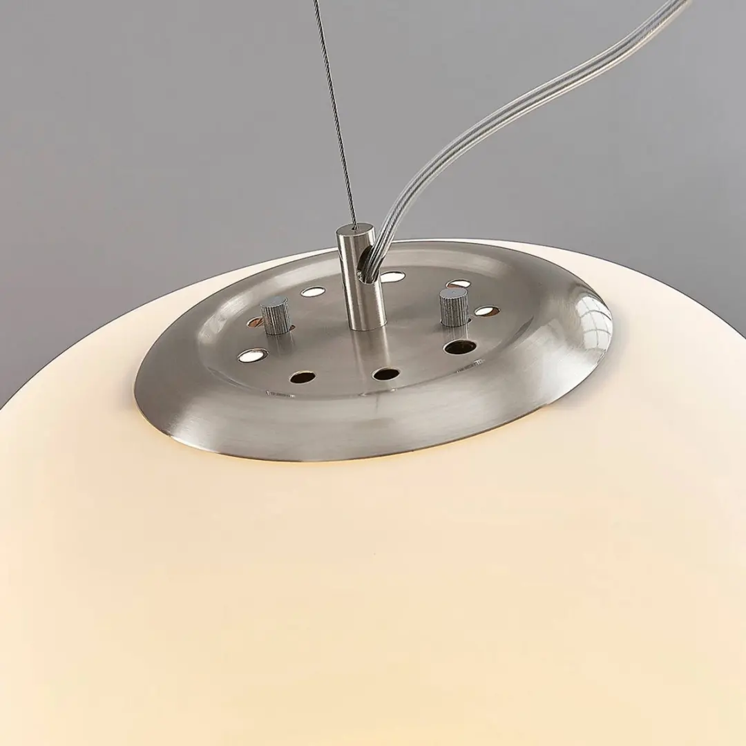 Lindby Hanglamp Glas Metaal 36cm - E27 - Wit/Chroom